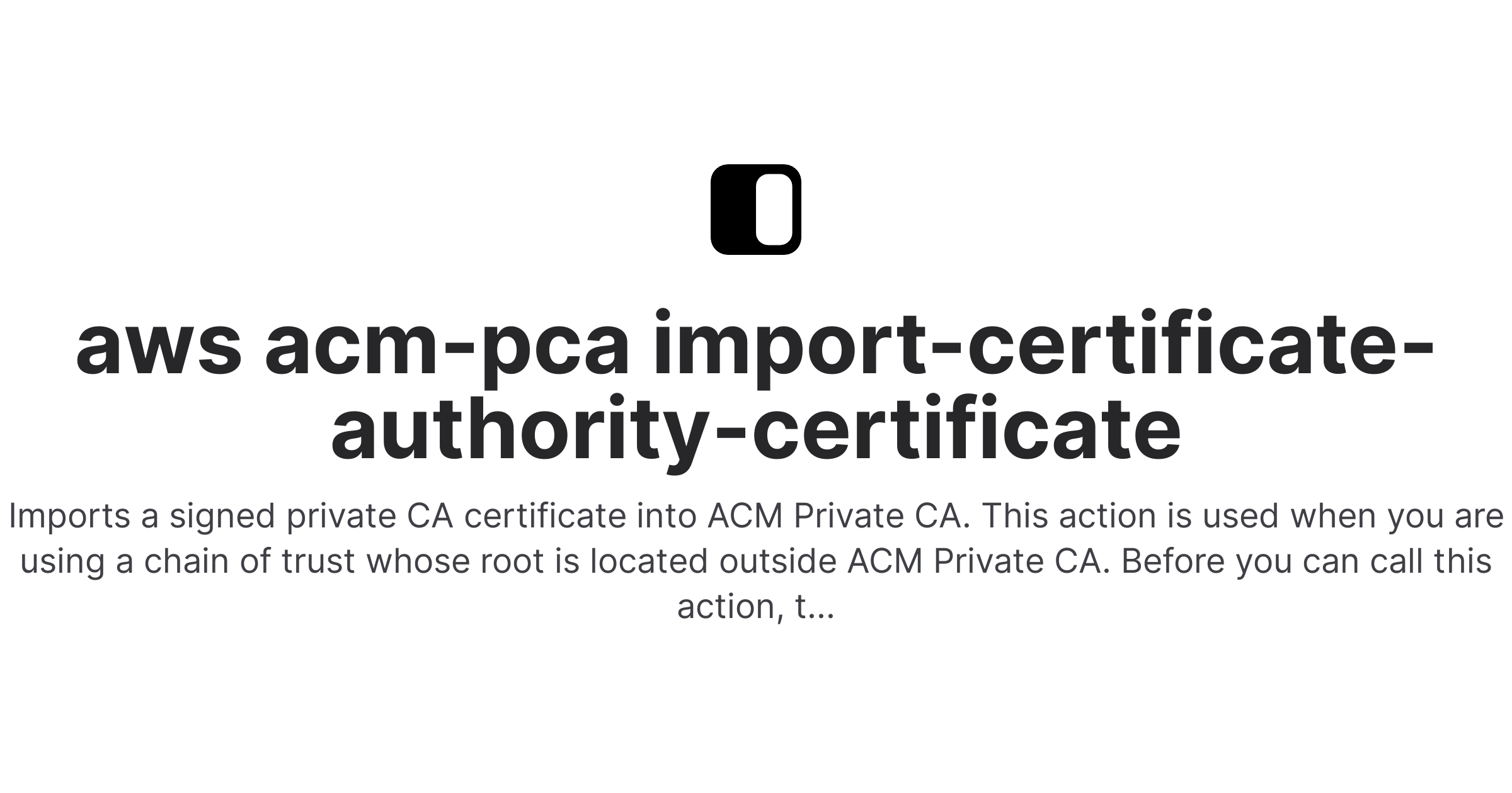 aws acm pca import certificate authority certificate Fig